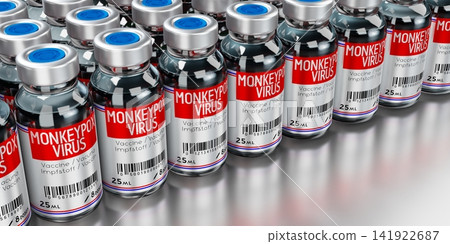 Monkeypox vaccine ampoules - 3D illustration Monkeypox vaccine ampoules - 3D illustration 141922687