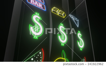 Casino Slots Machine Showing Dollars, Jackpot - 3d illustration Casino Slots Machine Showing Dollars, Jackpot - 3d illustration 141922962