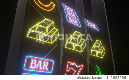 Casino Slots Machine Showing Gold, Jackpot - 3d illustration Casino Slots Machine Showing Gold, Jackpot - 3d illustration 141922966