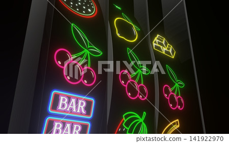 Casino Slots Machine Showing Cherries, Jackpot - 3d illustration Casino Slots Machine Showing Cherries, Jackpot - 3d illustration 141922970