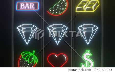 Casino Slots Machine Showing Diamonds, Jackpot - 3d illustration Casino Slots Machine Showing Diamonds, Jackpot - 3d illustration 141922973