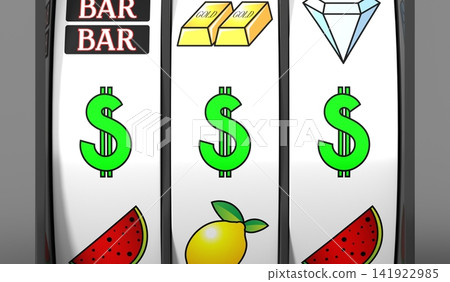 Casino Slots Machine Showing Dollars, Jackpot - 3d illustration Casino Slots Machine Showing Dollars, Jackpot - 3d illustration 141922985