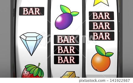Three Wheels Casino Slots Machine with Random Items - 3d illustration Three Wheels Casino Slots Machine with Random Items - 3d illustration 141922987