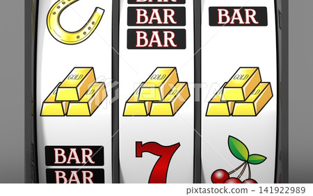 Casino Slots Machine Showing Gold, Jackpot - 3d illustration 141922989