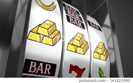Casino Slots Machine Showing Gold, Jackpot - 3d illustration Casino Slots Machine Showing Gold, Jackpot - 3d illustration 141922990