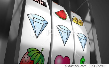 Casino Slots Machine Showing Diamonds, Jackpot - 3d illustration 141922998