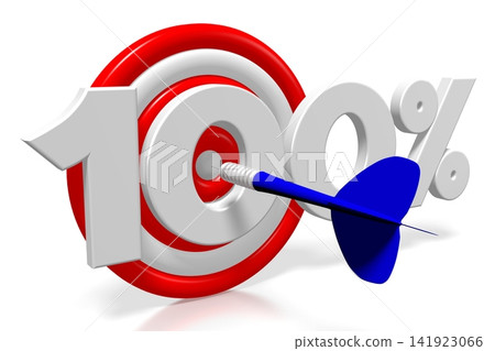 3D word/ darts illustration - 100% 3D word/ darts illustration - 100% 141923066