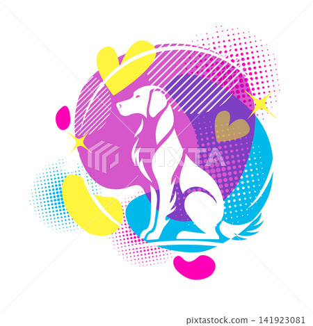 Dog logo Hand drawn. Not AI, vector illustration. 141923081