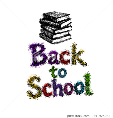 Back to school. A stack of books Hand drawn. Not AI, vector illustration. Back to school. A stack of books Hand drawn. Not AI, vector illustration. 141923082