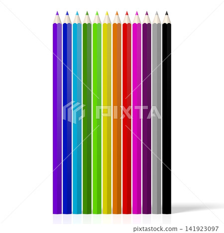 Colorful wooden pencils - 3D illustration 141923097