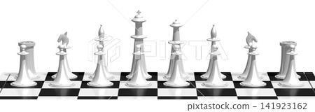 3D chess - teamwork concept - white figures 3D chess - teamwork concept - white figures 141923162