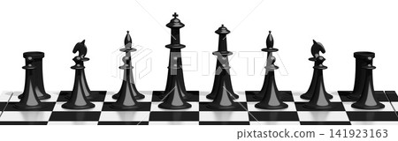 3D chess - teamwork concept - black figures 141923163