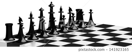 3D chess - teamwork concept - black figures 3D chess - teamwork concept - black figures 141923165