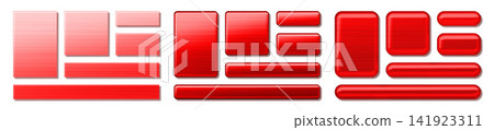 Set of Red Brushed Metal Buttons on White Background - 3d illustration Set of Red Brushed Metal Buttons on White Background - 3d illustration 141923311