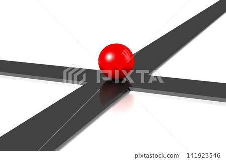 Red sphere and black lines - 3D illustration 141923546