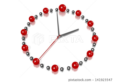 Clock made with spheres - 3D illustration 141923547