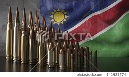 Namibia - various projectiles and national flag - 3D illustration Namibia - various projectiles and national flag - 3D illustration 141923774