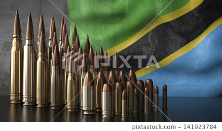 Tanzania - various projectiles and national flag - 3D illustration Tanzania - various projectiles and national flag - 3D illustration 141923784