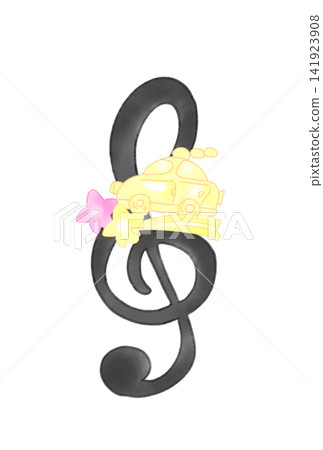 A musical note with a fairytale-like car A musical note with a fairytale-like car 141923908