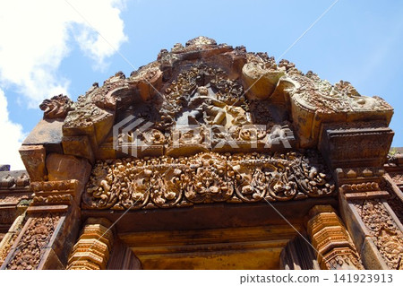 Nataraja pediment carving of Shiva at Banteay Srei East Gopura Nataraja pediment carving of Shiva at Banteay Srei East Gopura 141923913