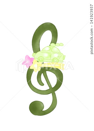 A musical note with a fairytale-like car A musical note with a fairytale-like car 141923937
