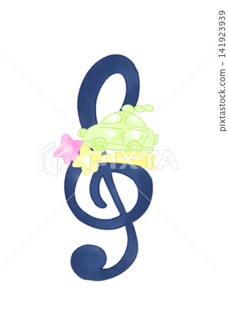 A musical note with a fairytale-like car A musical note with a fairytale-like car 141923939