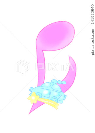 一個帶有童話般汽車的音符 一個帶有童話般汽車的音符 141923940