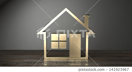 Geometrical house shape - real estate, property concept - 3D rendering 141923967