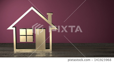 Geometrical house shape - real estate, property concept - 3D rendering Geometrical house shape - real estate, property concept - 3D rendering 141923968