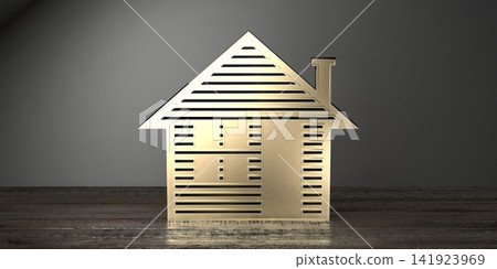 Geometrical house shape - real estate, property concept - 3D rendering Geometrical house shape - real estate, property concept - 3D rendering 141923969