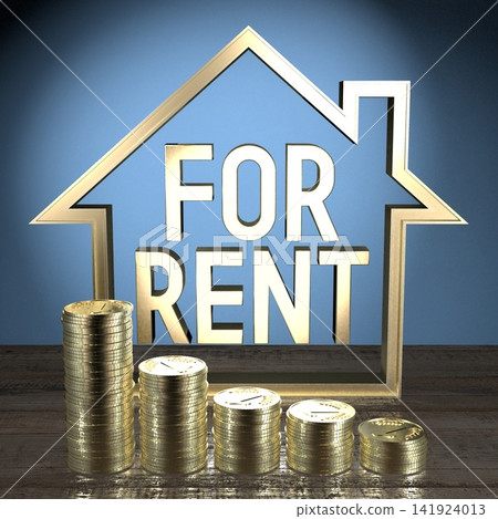 House shape - for rent concept - 3D rendering House shape - for rent concept - 3D rendering 141924013