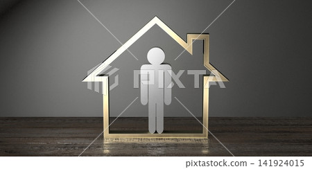 House shape, man shape - real estate, insurance concept - 3D rendering House shape, man shape - real estate, insurance concept - 3D rendering 141924015