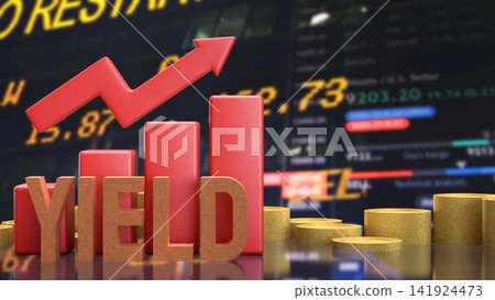 Rising Investment Yield Concept with Stock Market Growth Chart 3d render. Rising Investment Yield Concept with Stock Market Growth Chart 3d render. 141924473