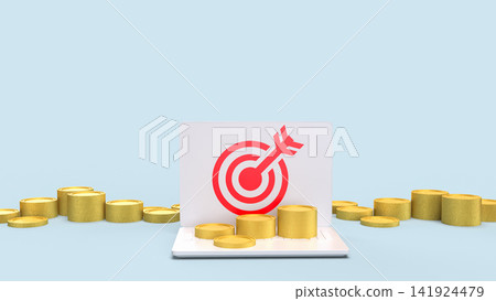 Financial Success Target With Gold Coins and Digital Growth 3d render. Financial Success Target With Gold Coins and Digital Growth 3d render. 141924479