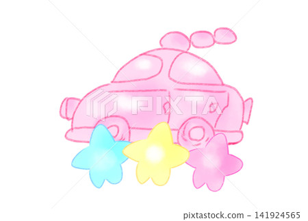 一輛汽車沿著星辰的軌跡行駛。 一輛汽車沿著星辰的軌跡行駛。 141924565