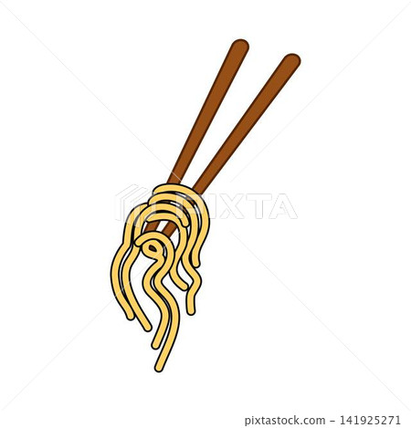 chopsticks holding noodles illustration 141925271