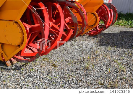 Snowplow waiting in a snowy country Snowplow waiting in a snowy country 141925346