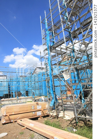 Wooden construction site, detached house Wooden construction site, detached house 141925377