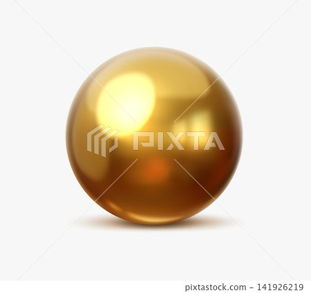 3D golden metal and pearl ball, bubble glossy chrome sphere. Shiny gold globe on white background showcasing smooth metallic surface. Isolated glossy yellow luxury chrome ball, bead or orb molecule 3D golden metal and pearl ball, bubble glossy chrome sphere. Shiny gold globe on white background showcasing smooth metallic surface. Isolated glossy yellow luxury chrome ball, bead or orb molecule 141926219