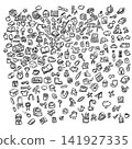 set of drawing objects used for decoration illustration vector sketch with black lines 141927335
