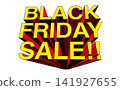 Three-dimensional English letter logos and titles/headline illustrations for Black Friday and various seasonal sales. 141927655