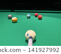 Billiard balls waiting in a game of billiards. 141927992