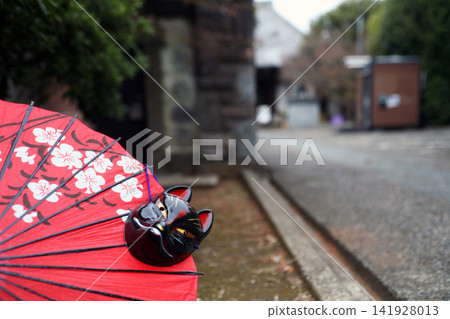 Japanese umbrellas in front of the gate Japanese umbrellas in front of the gate 141928013
