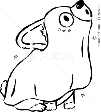 Cute Halloween Corgi Outlinei n Ghost Costume Hand Drawn Whimsical Illustration Cute Halloween Corgi Outlinei n Ghost Costume Hand Drawn Whimsical Illustration 141928028