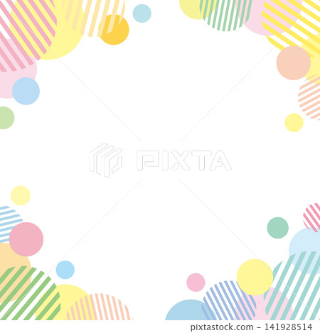 Striped Circle and Dot Square Frame Banner / Colorful Striped Circle and Dot Square Frame Banner / Colorful 141928514