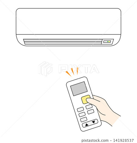 使用遙控器操作空調的示意圖。 141928537