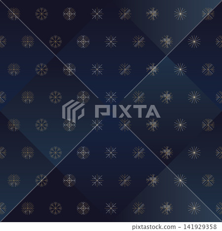 Minimalist snowflakes seamless pattern on geometric navy blue gradient background square template Minimalist snowflakes seamless pattern on geometric navy blue gradient background square template 141929358