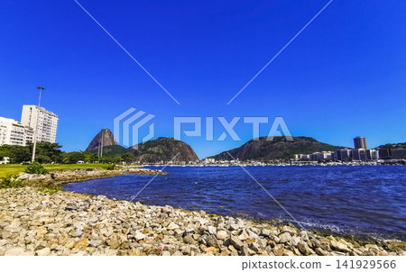 Sugarloaf mountain and Botafogo Beach panorama Rio de Janeiro Brazil. Sugarloaf mountain and Botafogo Beach panorama Rio de Janeiro Brazil. 141929566