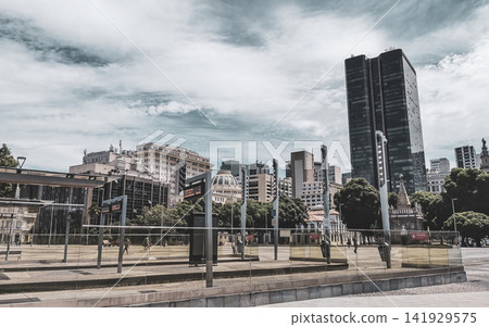 Rio de Janeiro Brazil City Street Cityscape and Skyline Downtown. Rio de Janeiro Brazil City Street Cityscape and Skyline Downtown. 141929575
