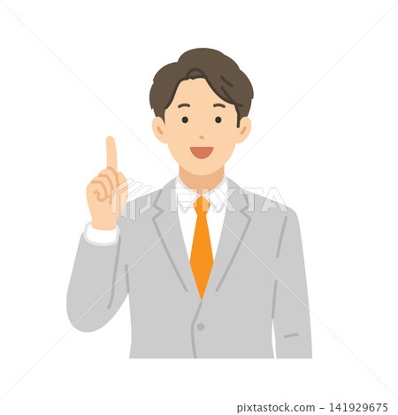 靈感乍現,西裝筆挺的男士,扁平化插畫 靈感乍現,西裝筆挺的男士,扁平化插畫 141929675